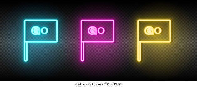 , ir icono neon vector. Ilustración neón azul, amarillo, rojo conjunto de iconos.