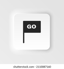 Flag, go neumorphic style vector icon. Simple element illustration from UI concept. Flag, go neumorphic style vector icon. Finance concept vector illustration.