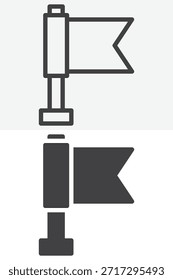 Flag goal marker different style icon set. Line and outline with solid icon version, editable stroke vector sign and symbol. Flag icon for milestone and achievement.