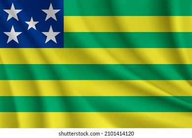 Bandera de Goias, Brasil. Bandera ondulante realista del fondo vectorial de Goias.