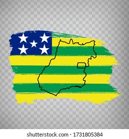 Flag of  Goias from brush strokes. Blank map of  Goias. Federal Republic of Brazil. High quality map  and flag   Goias on transparent background for your  design. EPS10