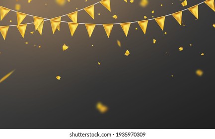 flag gold confetti concept design template holiday Happy Day, background Celebration Vector illustration.