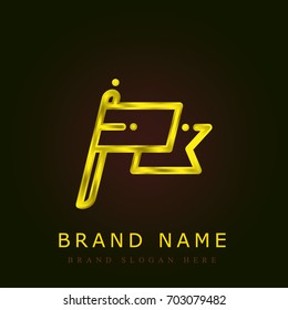Flag golden metallic logo