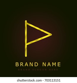Flag golden metallic logo