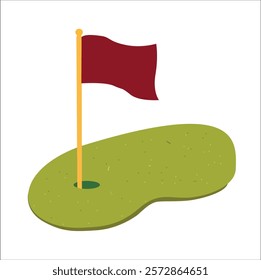 flag and golf ball on green grass.
