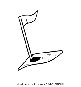 flag golf doodle icon vector hand drawing 