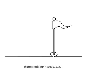 The flag in the golf hole is drawn with a single continuous line
