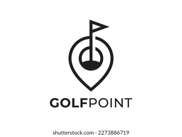 flag golf and pin creative logo design