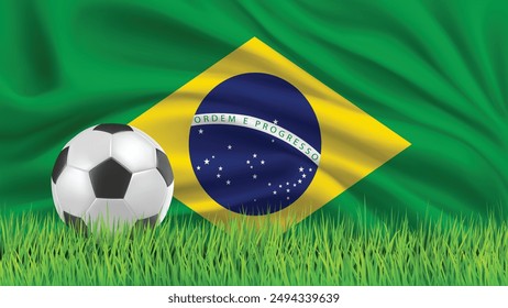 flag with grass and football