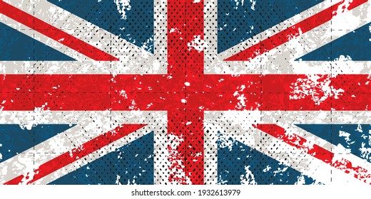 Flag of Great Britain with an aged effect and added texture. Vector illustration