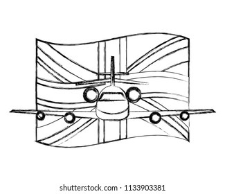 flag of great britain with airplane icon