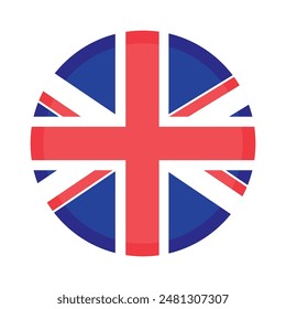 Flag of Great Britain, button. Vector linear illustration isolated on white background.