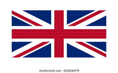 Flag of the Great Britain. Colored flag the Great Britain. Abstract Great Britain flag with national anthem in gothic font. Vector illustration