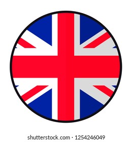 Bandera Gran Bretaña - botón de diseño de estilo plano. Ilustración del emblema de la nación, aislada en un fondo blanco. 