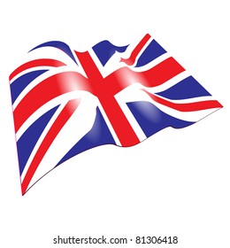 Flag of the Great Britain, fluttered in the wind. (Vector image)