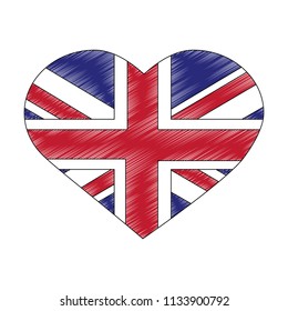 flag of great britain in heart shape icon