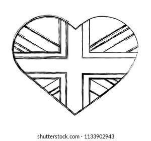 flag of great britain in heart shape icon