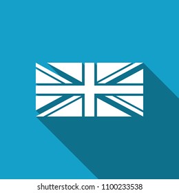 Flag of Great Britain icon isolated with long shadow. UK flag sign. Official United Kingdom flag sign. British symbol. Flat design. Vector Illustration