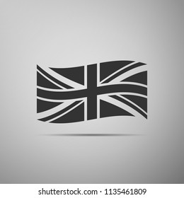 Flag of Great Britain icon isolated on grey background. UK flag sign. Official United Kingdom flag sign. British symbol. Flat design. Vector Illustration