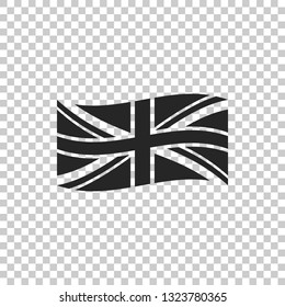 Flag of Great Britain icon isolated on transparent background. UK flag sign. Official United Kingdom flag sign. British symbol. Flat design. Vector Illustration