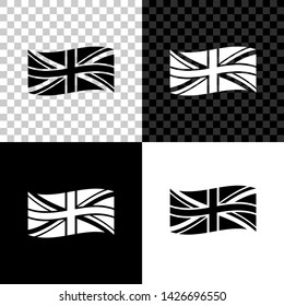 Flag of Great Britain icon isolated on black, white and transparent background. UK flag sign. Official United Kingdom flag sign. British symbol. Vector Illustration