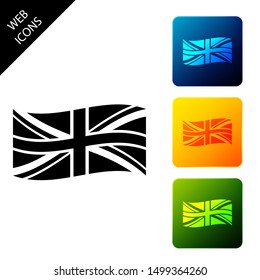 Flag of Great Britain icon isolated. UK flag sign. Official United Kingdom flag sign. British symbol. Set icons colorful square buttons. Vector Illustration