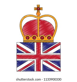 flag of great britain with king crown icon