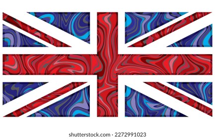 Flagge des Vereinigten Königreichs mit Vektorgrafik-Illustration aus flüssigem Marmor
