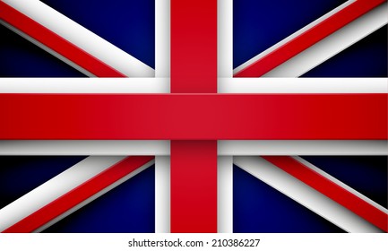 Flag of Great Britain made of red and white overlapping ribbons. EPS10 vector Union Jack. svg