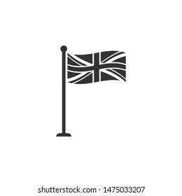 Flag of Great Britain on flagpole icon isolated. UK flag sign. Official United Kingdom flag sign. British symbol. Flat design. Vector Illustration