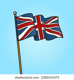 Flag of the Great Britain pinup pop art retro vector illustration. Comic book style imitation.