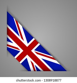 Flag of the Great Britain . Realistic flag of England. Paper cutting style.Corner Ribbon. Isolated Vector illustration.