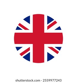Flag of Great Britain. Round union flag or jack logo. Vector