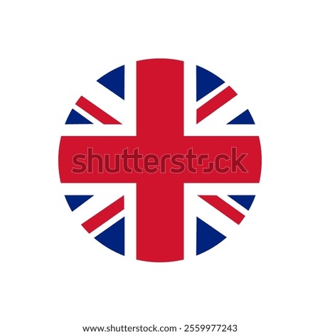 Flag of Great Britain. Round union flag or jack logo. Vector