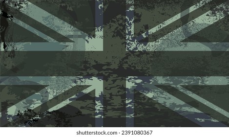 Flag Great Britain - UK with military camouflage background