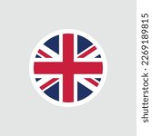 Flag of Great Britain (Union Jack). A blue flag with red and white crosses. State symbol of the United Kingdom of Great Britain and Northern Ireland.