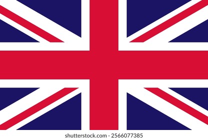 Bandeira da Grã-Bretanha. Vetor. Bandeira britânica. Europa Ocidental. Símbolo do orgulho nacional e do patrimônio cultural. De perto. Design para impressão, lembranças, presentes, eventos importantes e feriados, web design. 