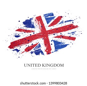 Flag of the Great Britain. Vector illustration on white background. Brush strokes drawn by hand. United Kingdom.