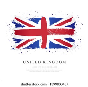 Flag of the Great Britain. Vector illustration on white background. Brush strokes drawn by hand. United Kingdom.