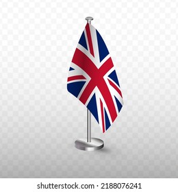 Flag of Great Britain. Vector illustration of a flag with flagpole on a transparent background (PNG).