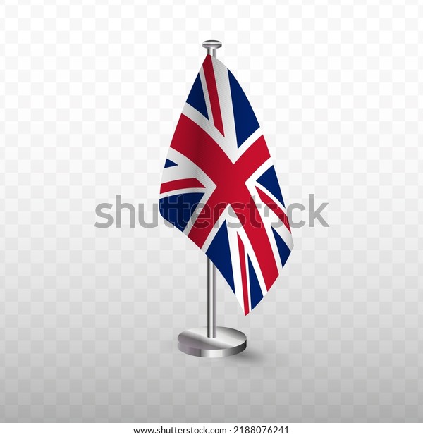 Flag of Great Britain.\
Vector illustration of a flag with flagpole on a transparent\
background (PNG).