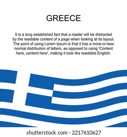 Flag of Greece for banner in square white background. Greece flag with space for text. Greece square banner with flag . vector illustration eps10