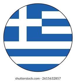 Flag of Greece. Black edge. Greece circle flag logo icon computer vector illustration design.