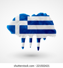 Flag of Greece Blot with paint streaks with the national colors. Independence Day. Banner Pennon Pennant Background Stock Vector Icon Image Picture Illustration Printed material Logo 