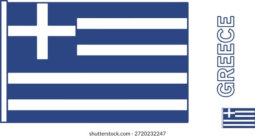 The flag of Greece with blue and white horizontal stripes and a white cross in the upper left corner