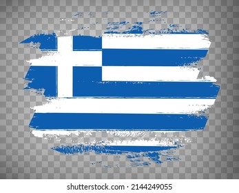 Flag of Greece brush stroke background.  Flag Greece  on transparent backrgound for your web site design, app, UI.  Stock vector. EPS10.