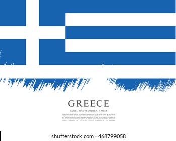 Flag of Greece. Brush stroke background