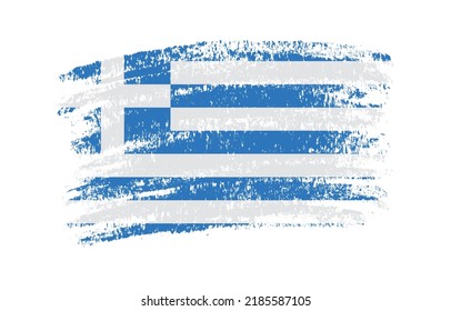 Bandera de Grecia con fondo de pincel. Bandera griega.