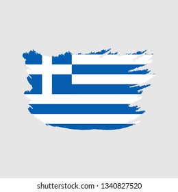 Flag of Greece with brush stroke effect. Greece flag template design.Vector Eps 10