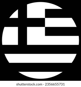 The flag of Greece. Button flag icon. The black icon. Circle icon flag. Computer illustration. Digital illustration. Vector illustration.